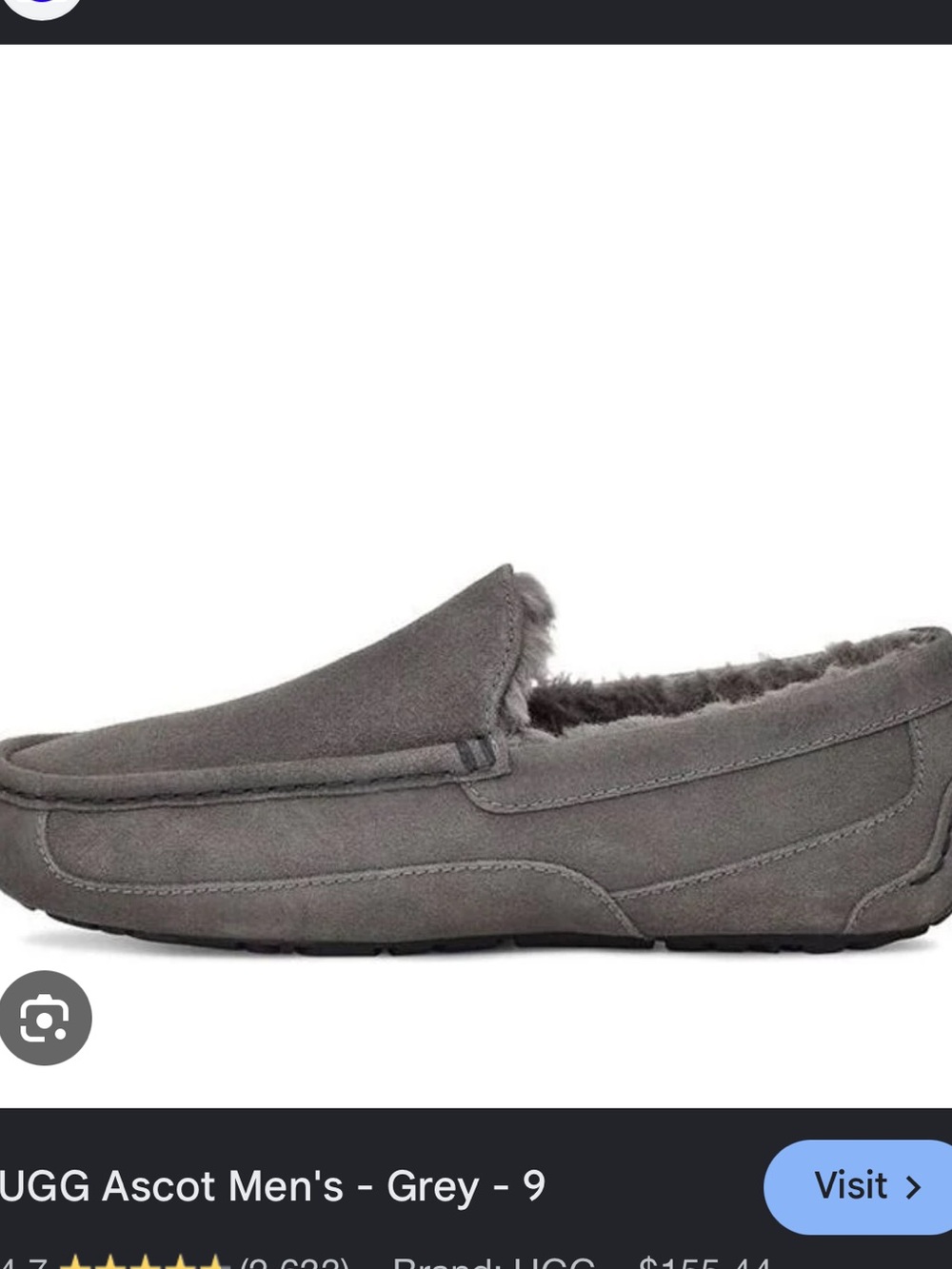 Ugg Men's Cozy Gray Slip-On Moccasin Ascot Slippers